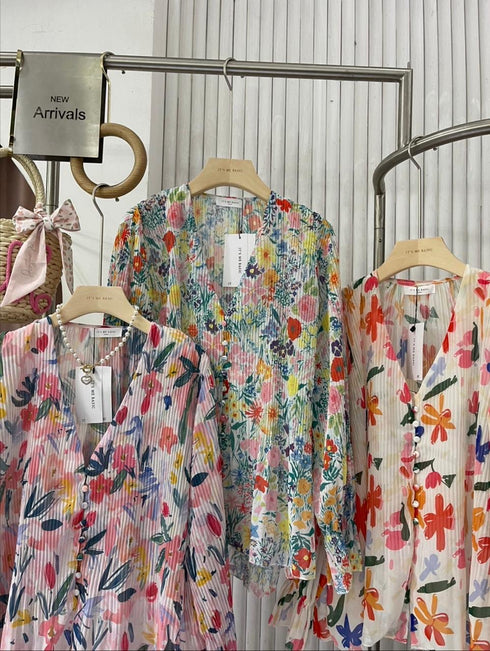 Sprint Floral Print Pleated Shirts